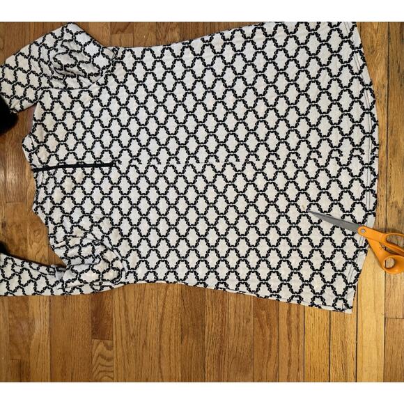 Tyler Boe Black Cream Fur Sleeves Dress Tunic Dress Stunning Mod 60s MIDI Size L - Picture 14 of 16